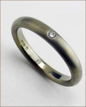 Jerry Spaulding Titanium and Diamond Ring Standing Up