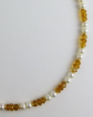 Citrine and Pearl Necklace B1801 detail