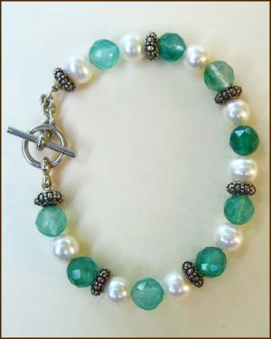 Silver Green Quartz Pearl Bracelet large